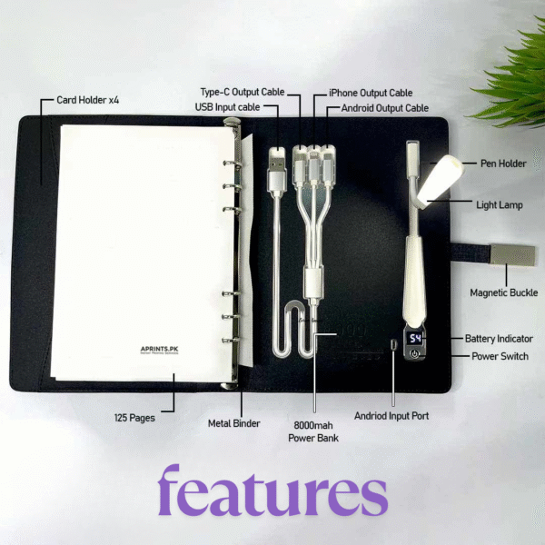 Multipurpose Diary With Wireless Power Bank & USB Drive - Image 3
